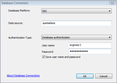 Example Db2 connection using a cataloged database Example Db2 connection using a cataloged database